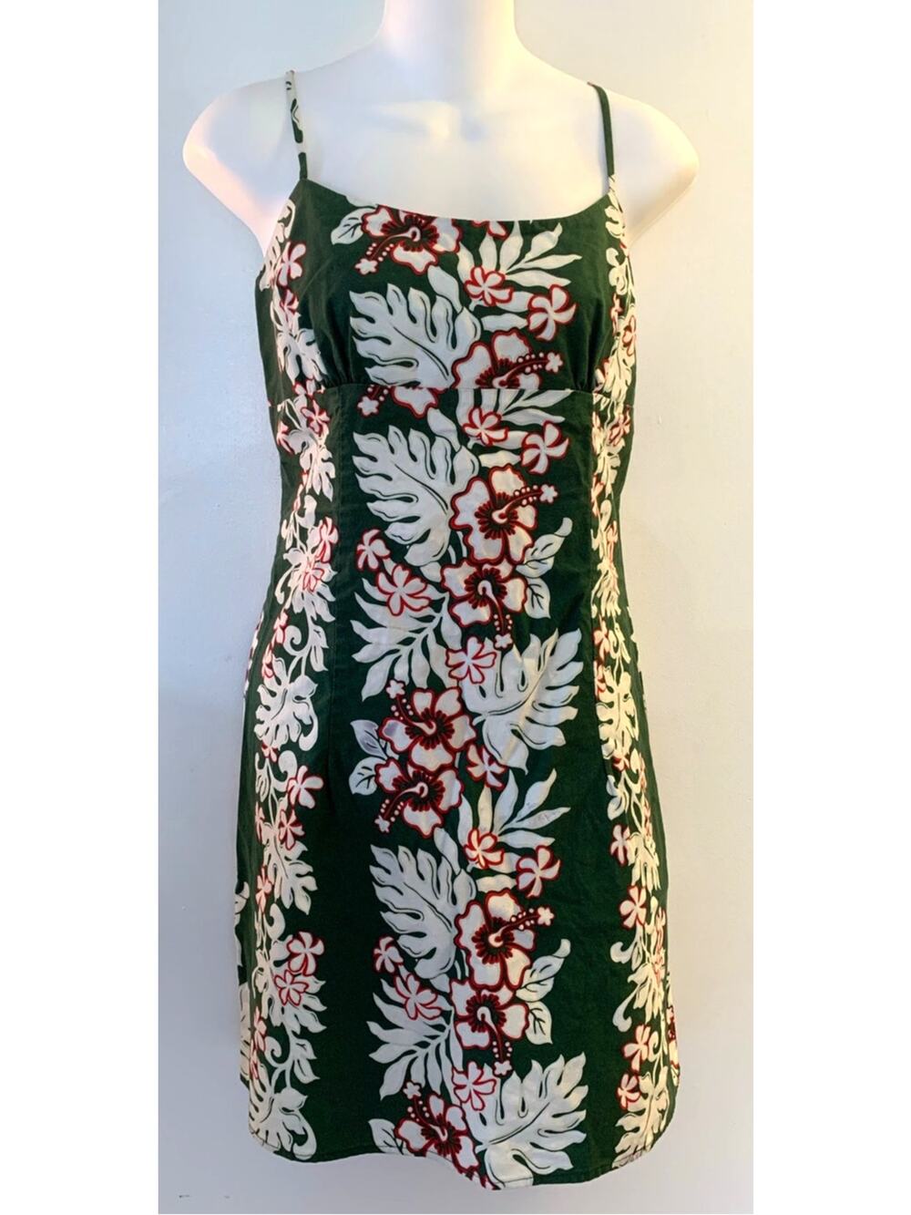 Vintage Royal Creations Hawaii Hawaiian Dress Lg Green Floral Tropical Sundress